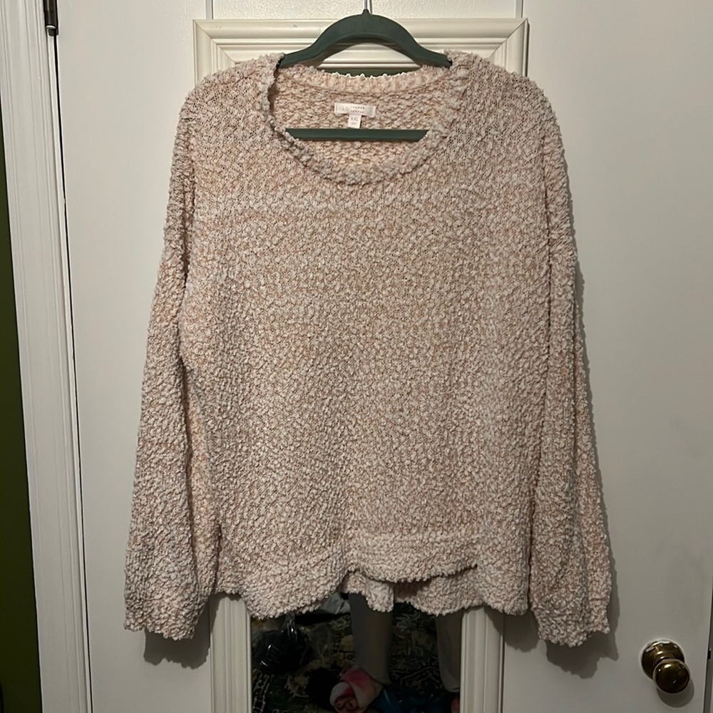 Lauren Conrad blush pink fuzzy sweater